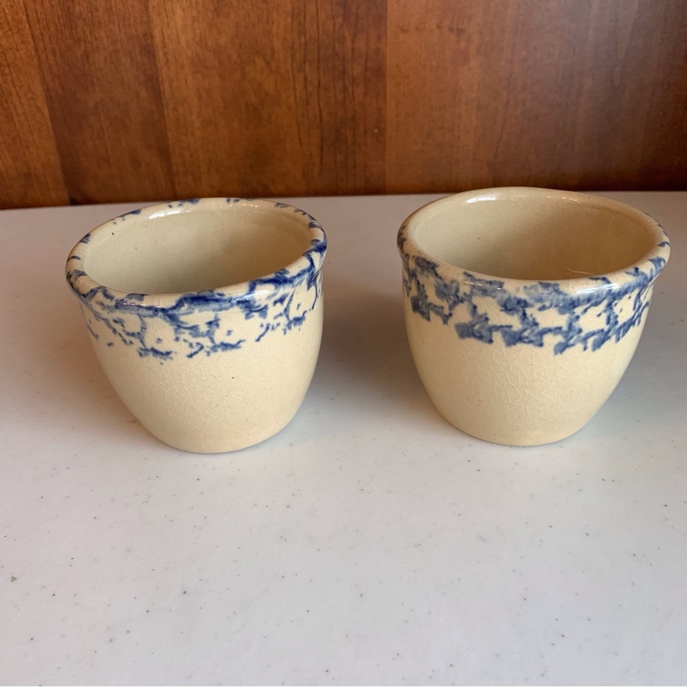 Set of Two Robinson Ransbottom Roseville Pottery USA Kitchen Crocks 10oz